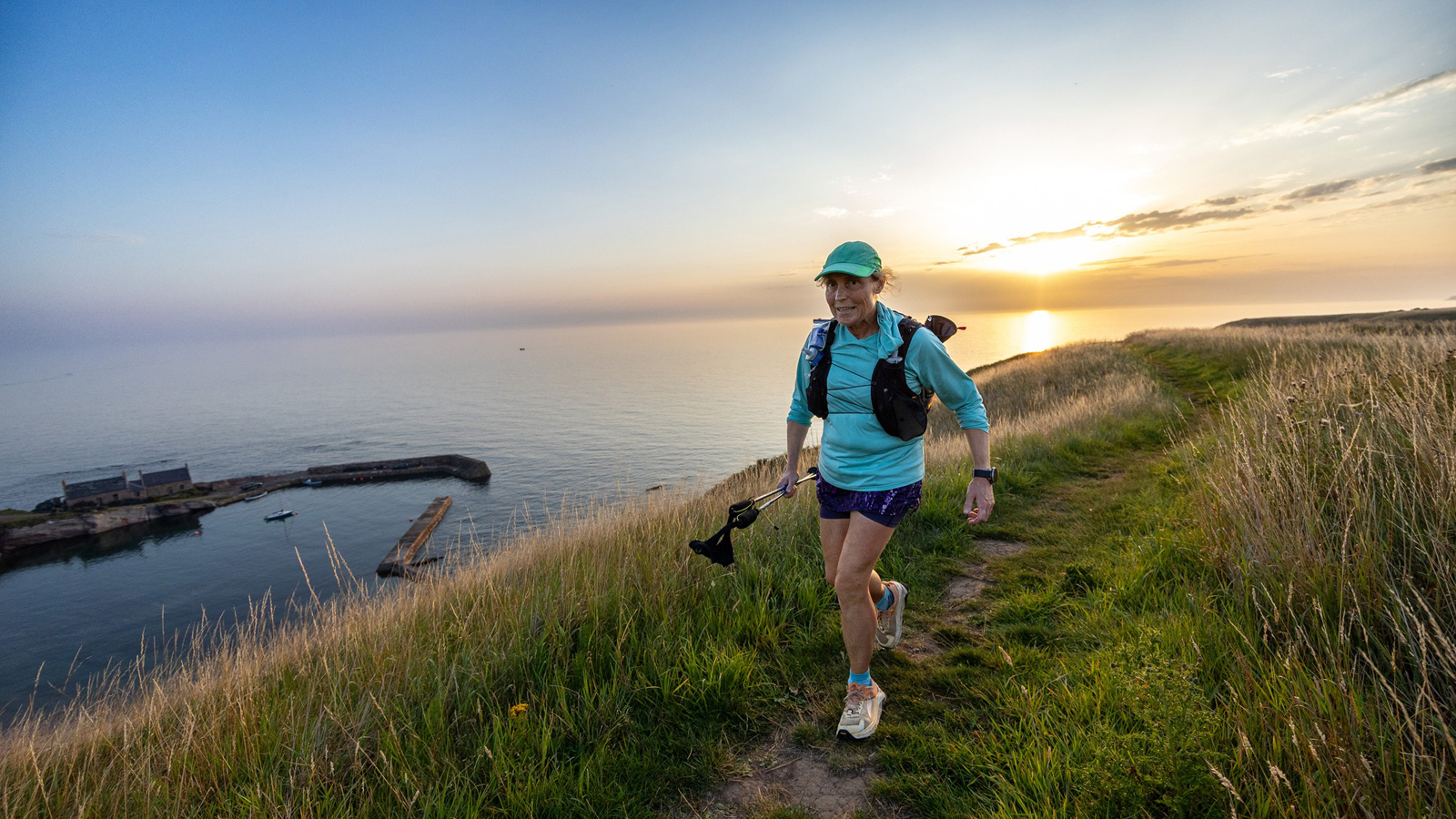 Running across cliffs at Cockburnspath, Race Across Scotland